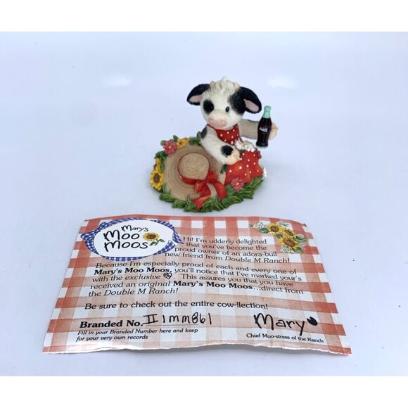 Mary's Moo Moos Coca-Cola “I Cudn't Be Happier” Enesco Cow Figurine 826979 Vtg - Picture 2 of 12